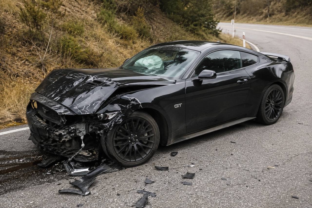 Havarovaný Ford Mustang